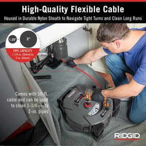 AMJET/K9-102 Herramienta de desatascado de alcantarillado con eje flexible de 15.2M, dispositivo de impacto de doble cadena ligero para tuberías principales residenciales y comerciales - Product Image 4