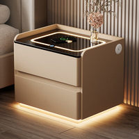 Mesita de Noche Inteligente con Carga Inalámbrica, Luz LED, Altavoz Bluetooth, Cerradura Digital y Puertos USB para Dormitorio