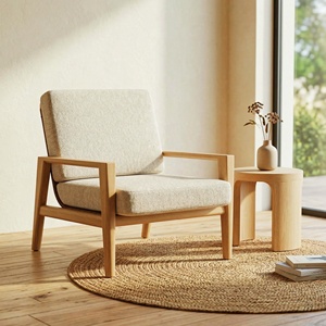 Sofá Individual Moderno para Interiores y Exteriores, Sillón de Ratán con Acabado de Madera y Aluminio, Cojín Impermeable para Sala de Estar y <span class=keywords><strong>Terraza</strong></span>, Venta al Por Mayor - Product Image 1