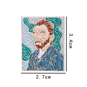 Broches creativos de metal esmaltado con pinturas al óleo de Van Gogh: Girasol y Cielo Estrellado, insignias de arte abstracto para solapa. - Product Image 4