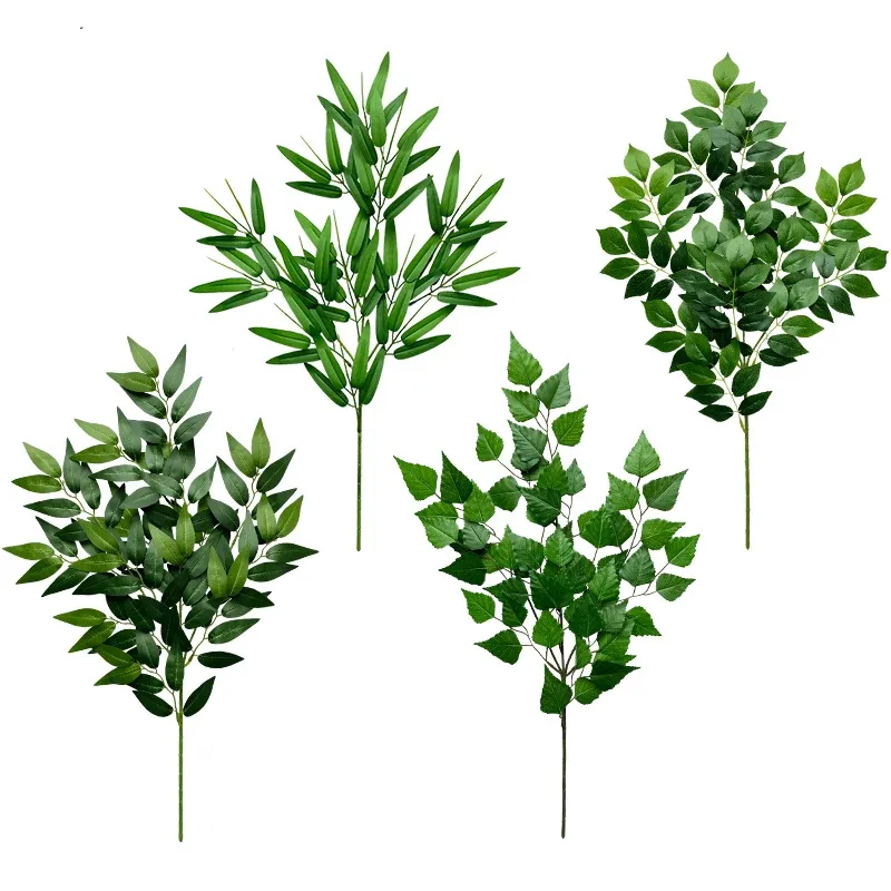 Temporada realista barato plantas verdes sauce artificial hojas de olmo decoración del hogar al por mayor vegetación plantas artificiales