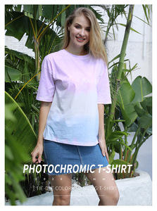 <span class=keywords><strong>T</strong></span>-shirts pour femmes Tie Dye avec changement de couleur sensible aux <span class=keywords><strong>UV</strong></span> personnalisés vierges en gros - Product Image 4