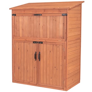 Outdoor Garden Wooden Storage Cabinet With Drop Table