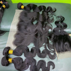 Körperwelle brasilianisches Haar Flechtung Bündel menschliches Haar mit Front und Verschluss Bündel menschliches Haar mit 4X4 5X5 2X6 hd Spitzenverschluss - Product Image 3