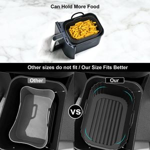 <strong>UK</strong> Hot Reusable Rectangle <strong>air</strong> <strong>Fryer</strong> Food Safe <strong>air</strong> <strong>Fryer</strong> Silicone Baking Pan Pot Basket Silicone <strong>Liner</strong> for Ninja Dual - Product Image 4