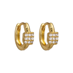 Geometric Cube Clip-on <b>Earrings</b> Gold Plated Copper Alloy Square Zircon <b>Ear</b> <b>Cuffs</b> For Women Fashion Jewelry - Product Image 4