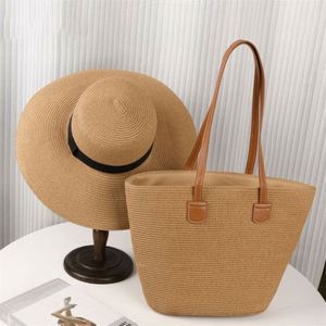 Wholesale Unisex Paper Straw Beach <b>Bag</b> & <b>Hat</b> Fashion Summer Vacation Floppy Wide Brim Character Style Fishing Ski - Product Image 5