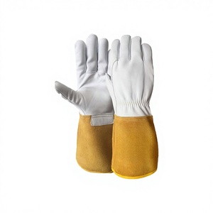Guantes de Soldadura TIG de Piel de Cabra con Puño Amarillo, Puño Tejido, Resistentes al Calor y al Desgarro, Alta Calidad, para Trabajo Diario y Seguridad contra Incendios - Product Image 1