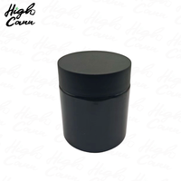 Bocaux en plastique PET noirs brillants avec protection UV, 1oz, 2oz, 3oz, 4oz, couvercle résistant aux enfants, joint hermétique, étiquettes personnalisées