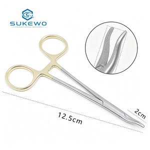 Pinza Portaagujas Nasal KEWO, Mango Dorado de Acero Inoxidable, 12.5cm, Curva, para Cavidad Nasal, Instrumentos Quirúrgicos Reconstructivos de Plástico para Otorrinolaringología - Product Image 6