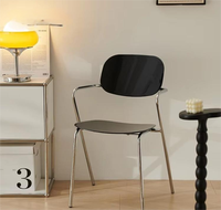 Chaise empilable en métal transparente, design créatif moderne, style nordique simple, avec accoudoirs, dossier, pour la maison, la salle à manger, la négociation, ou comme tabouret de bureau.