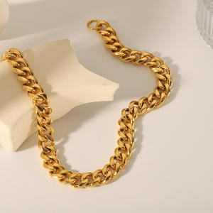 Collar de clavícula de acero inoxidable chapado en oro de 18 quilates que no se deslustra, Gargantilla de cadena cubana gruesa <span class=keywords><strong>Punk</strong></span> minimalista para mujer - Product Image 4