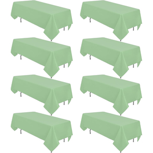 Cheap Wholesale Sage Green <b>Round</b> Rectangle 100% Polyester Woven Disposable Tablecloth for Wedding Party Outdoor - Product Image 1