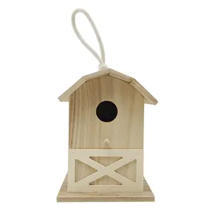 Customized High Quality Simple Hanging Birdhouse Decorative-Bird-House Wooden Garden Feeder Tree Bird House