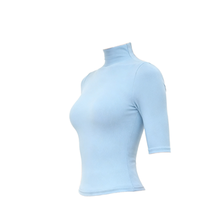 Camiseta Deportiva de Yoga para Mujer, Cuello Alto, Manga Corta, Transpirable, Ajustada, de Secado Rápido, Spandex/Nylon - Product Image 1