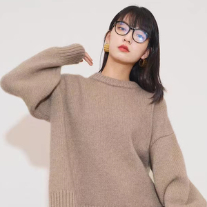 Maglione Morbido e Cremoso ~ Collo Tondo 100% <span class=keywords><strong>Cashmere</strong></span>, Maglione da <span class=keywords><strong>Donna</strong></span> Spesso e Voluminoso, Personalizzabile - Product Image 4