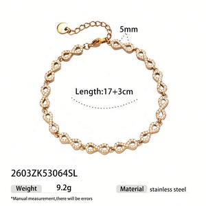 Bracciale Infinity Personalizzato in Acciaio Inox con Cristalli, Gioiello per Coppie, Impermeabile, Antiossidante, con Incisione Personalizzata, Regalo per Donne - Product Image 6