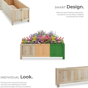 Caja de maceta de jardín duradera para el hogar al aire libre de madera cama de jardín elevada con capacidad de 30L en <span class=keywords><strong>abeto</strong></span> Natural con marco plegable versátil - Product Image 3