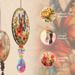 Atrapasueños Art Deco de Cristal con Vidrio Teñido, Decoración para Bodas/Eventos - Product Image 2