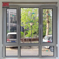 Fenêtre à battant intérieure en aluminium simple de taille personnalisée, en alliage 6063, avec verre trempé, pour maison résidentielle