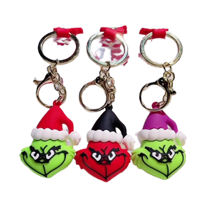 Hot Selling Hochwertige 3D PVC Cartoon Grinches <span class=keywords><strong>Grinch</strong></span> Karabiner Schlüssel bund 3D Anime <span class=keywords><strong>Figur</strong></span> Schnitt Dekoration Made Durable Rubber - Product Image 4