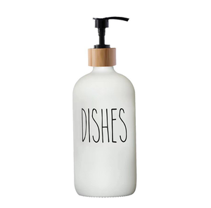 Flaconi <span class=keywords><strong>in</strong></span> <span class=keywords><strong>Vetro</strong></span> Neri da 500ML per Sapone <span class=keywords><strong>Liquido</strong></span>, Dispenser Rotondo per Schiuma, Shampoo, Gel Doccia con Pompa a Pressione - Product Image 3