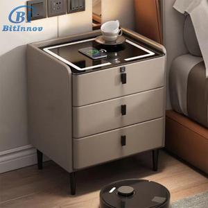 Mesita de Noche Inteligente Moderna con Luz LED RGB, Carga Inalámbrica, Altavoz Bluetooth, Gabinete Creativo para Dormitorio Juvenil - Product Image 4