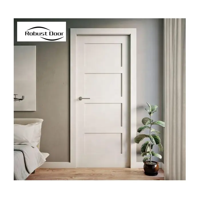 Porta robusta para interior do quarto, painel agitador de madeira maciça, portas pré-penduradas