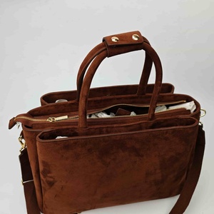 Factory Custom Vintage Suede Tote Bags Spacious Dual Carry Handbags With Custom Logo Low MOQ - Product Image 3