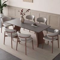 Ensemble de table à manger rectangulaire en pierre frittée de 12 mm, 6 places, chaises modernes en cuir PU pour la maison et la cuisine