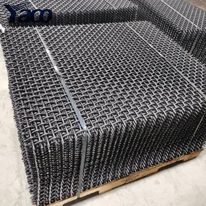 High Tensile 65Mn 45# Manganese steel Iron wire woven Quarry Rock square Hole crimped wire mining screen mesh
