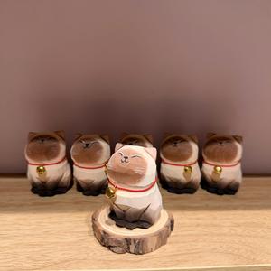 Figurine <span class=keywords><strong>de</strong></span> <span class=keywords><strong>chat</strong></span> <span class=keywords><strong>siamois</strong></span> en bois sculptée à la main, décoration mignonne pour bureau, ordinateur, table, artisanat créatif - Product Image 5