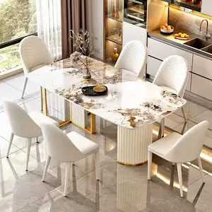 Hiện đại phong cách thanh lịch Vàng bàn ăn đám cưới và ghế với vật liệu thép không gỉ cho khách sạn nhà ăn đồ nội thất phòng