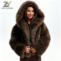Veste d'hiver à capuche en fausse fourrure pour femme Zeyu, manteau court ample et chaud en fausse fourrure, manteau décontracté pour le quotidien, manteaux en fausse fourrure écologiques pour femme ODM