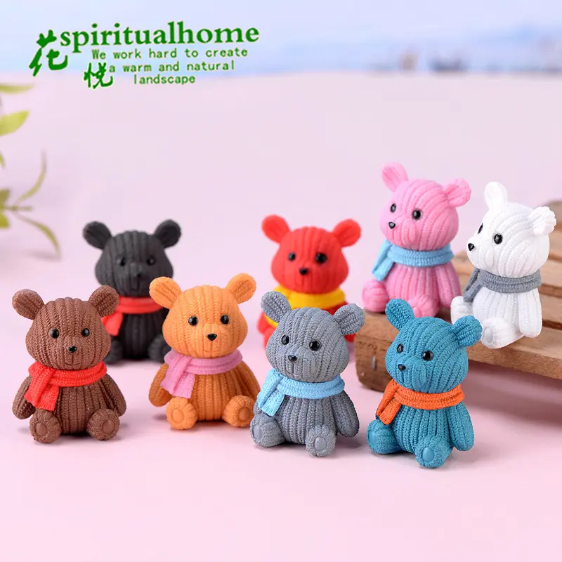 Popular Party Home Decor Accessories Cute Plastic Teddy Bear Miniature Fairy Easter Animal Garden Figurines Children's Room