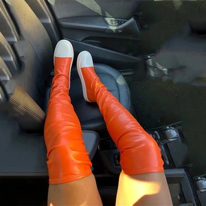 New Colors Green Orange Latest Four Seasons Thigh High Boots Flat Over the Knee Long Boots Women Causal <b>Shoes</b> - Product Image 2