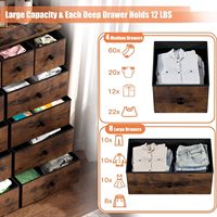 Gabinete de madera con acento Cómoda rústica Cajones de tocador altos con marco de metal resistente Gabinete de cocina para vivir