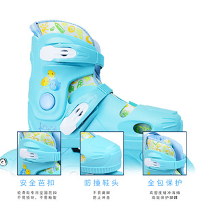 Patins à roulettes bleus pour enfants, taille réglable, pour tout-petits, garçons, filles, débutants, roues sportives à une seule rangée - Product Image 2