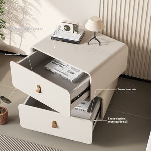 Table de chevet design italienne en bois massif Creative Cream Style Simple Modern Rotating Bedroom Storage Cabinet for Home Use - Product Image 3
