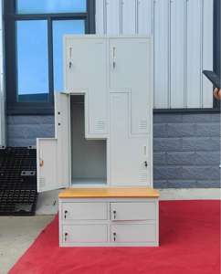 Casier métallique sur mesure en forme <span class=keywords><strong>de</strong></span> Z/L, armoire en acier à 4 portes avec banc et étagère pour vestiaire, bureau, <span class=keywords><strong>piscine</strong></span>, <span class=keywords><strong>salle</strong></span> <span class=keywords><strong>de</strong></span> <span class=keywords><strong>sport</strong></span>, dortoir - Product Image 1