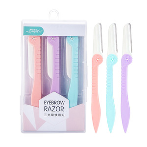Rasoir à sourcils en acier inoxydable à lame unique, 15 cm, lot de 3, pour femmes, pour le maquillage et le modelage des sourcils - Product Image 1