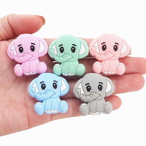 CHENKAI BD091 Fast Delivery Bpa Free Food Grade Stripe <b>Bead</b> Elephant <b>Silicone</b> Focal <b>Beads</b> for Pens DIY Bracelet - Product Image 4