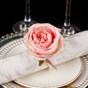 Anneaux de serviette perle Rustique Rose Anneaux de serviette Fleur Porte-serviettes pour la fête des mères, <span class=keywords><strong>mariage</strong></span>, dîners, fêtes Décoration de table - Product Image 2