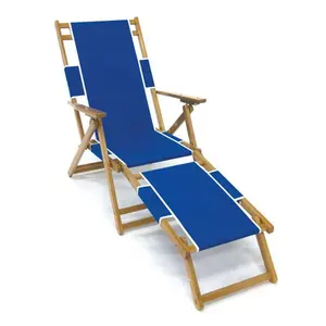 Открытый сад приморские деревянные пляжные шезлонги с подставкой для ног раскладная кровать удобная мебель для отдыха