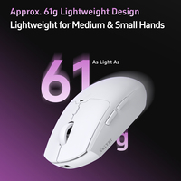 NJ11 ULTRA Tri Mode Mouse Gaming Nirkabel Paw3950 Sensor Unggulan 61G Ringan 42000 Dpi Maksimal Untuk Gamer Tangan Sedang dan Kecil