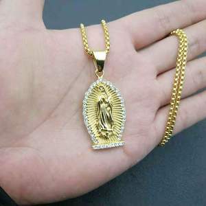 Collar de Cadena de Eslabones de Acero Inoxidable, Resistente al Agua y al Deslustre, con Colgante de la Virgen María, Estilo Hip Hop Cristiano, Joyería de Moda Unisex - Product Image 2