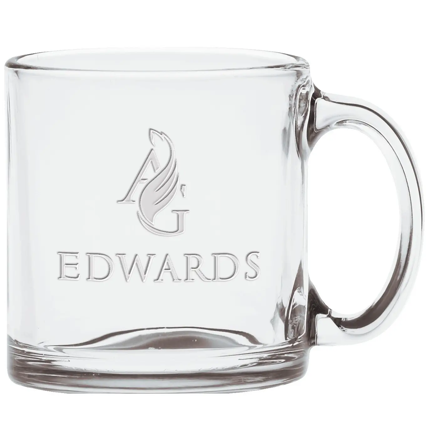 Custom Design 13 Oz. Clear Glass Coffee Mug - Etched