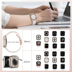 Bracelet de montre en résine écaille de tortue <span class=keywords><strong>pour</strong></span> <span class=keywords><strong>Apple</strong></span> <span class=keywords><strong>Watch</strong></span> Series 11 10 9 8 <span class=keywords><strong>7</strong></span> 6 38mm 42mm, bracelet léger au toucher chaud <span class=keywords><strong>pour</strong></span> femmes - Product Image 3