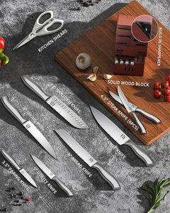 Dao thiết lập, astercook 15 pcs sang trọng nhà bếp dao thiết lập với khối, carbon cao Đức thép không gỉ Dao khối thiết lập - Product Image 3