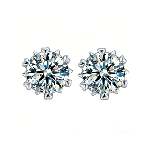 925 silver <b>heart</b>-<b>shaped</b> claw inlaid cultivated diamond earrings for women's high-end jewelry - Product Image 1
